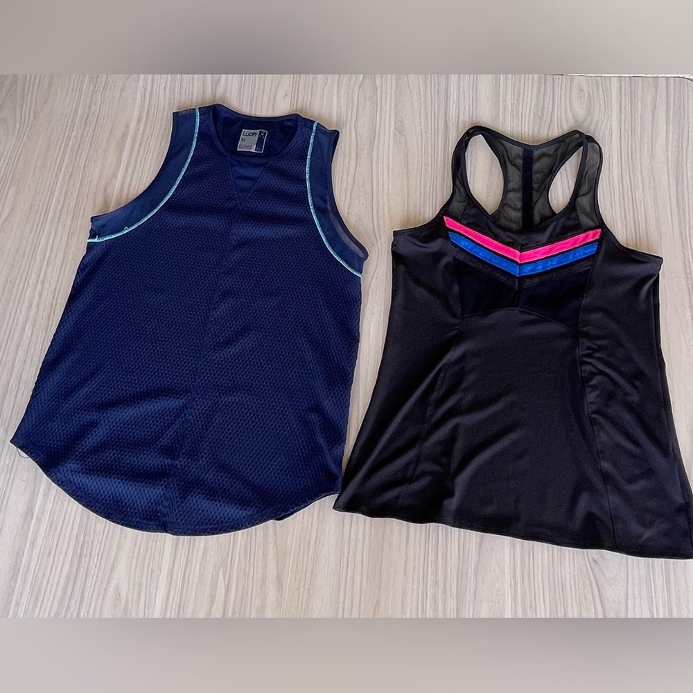 Lucky in Love Navy Mesh and Black Chevron Tank Tops
